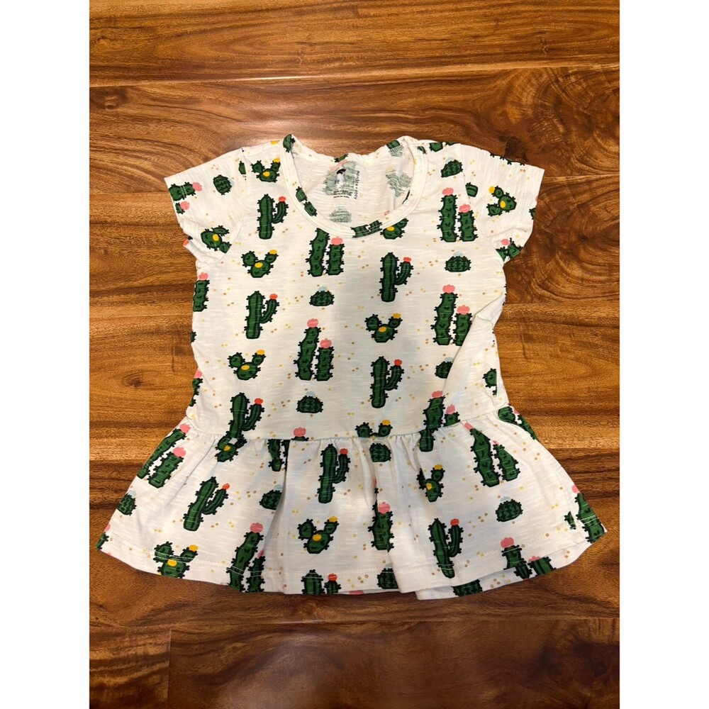 Monica & Andy Short Sleeve Peplum Top, Cactus Print, Size 5T
